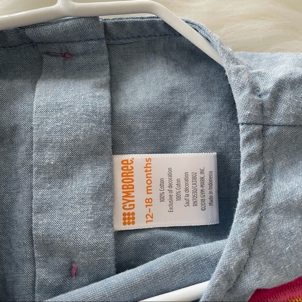 Gymboree Baby Girl Denim Dress Rainbow 12-18M - Picture 5 of 5